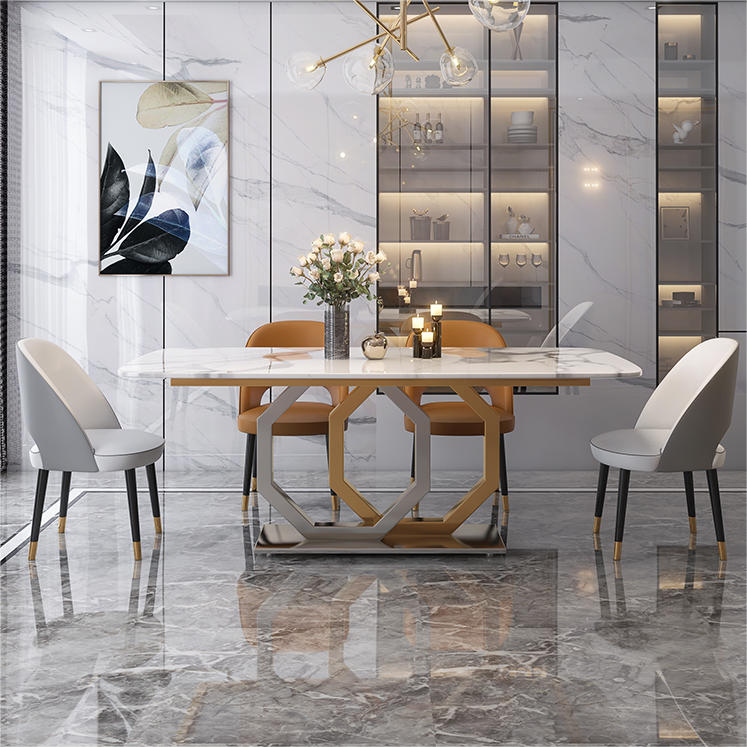 chinese best luxury modern design contemporary style home furniture dining room sintered table top dining table supplier-interi furniture