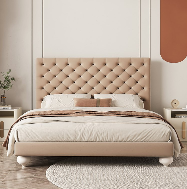 high end modern home furniture contemporary design uphostered headboard leather bed company&supplier in China-interi furniture