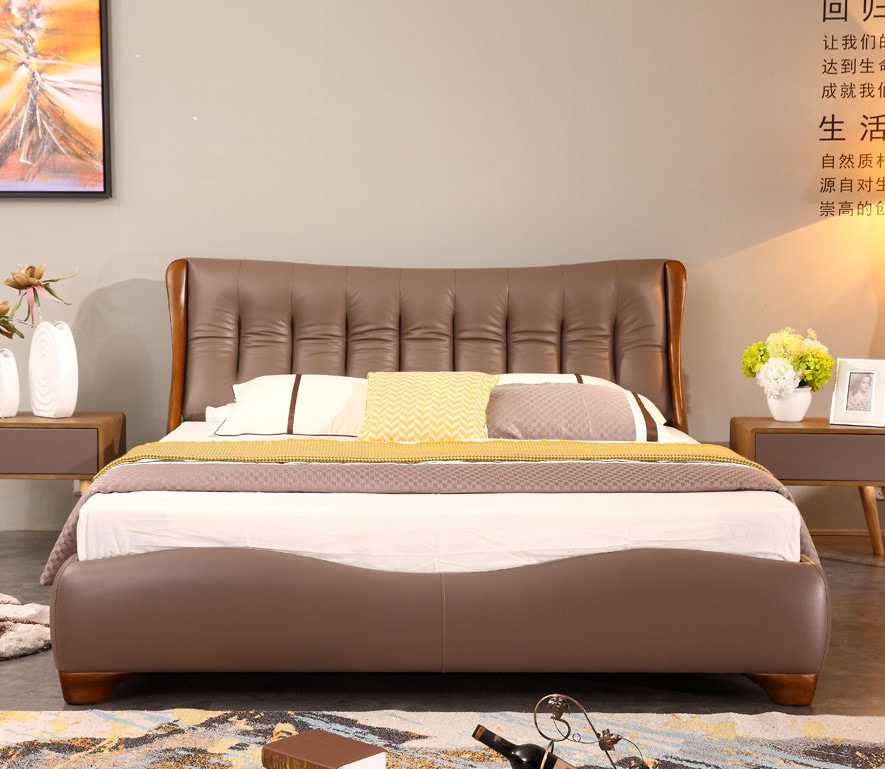 best quality modern home furniture contemporary design uphostered headboard leather bed factory & maker in China-interi furniture