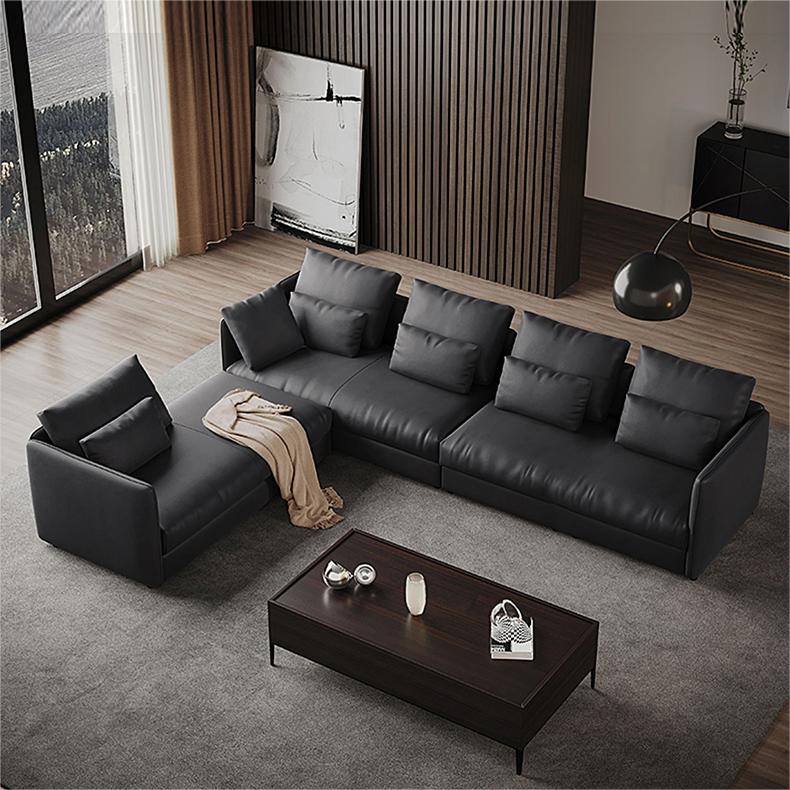 best 10 modern home furnitrue contemporary design leather sectional sofa maker in China-interi furniture
