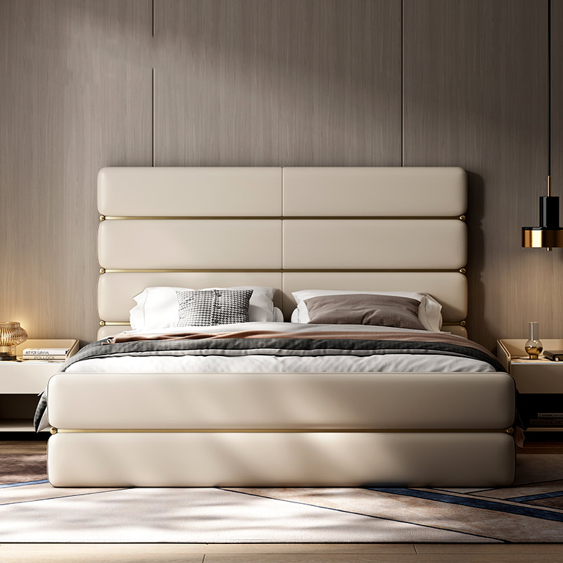best quality modern home furniture contemporary design uphostered headboard leather bed company&supplier in China-interi furniture