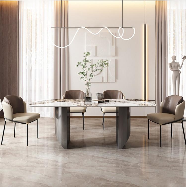 chinese high end modern design contemporary style home furniture dining room sintered table top dining table supplier-interi furniture
