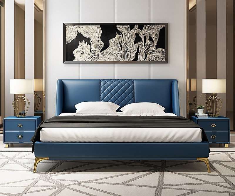 high end modern home furniture contemporary design uphostered headboard leather bed factory & maker in China-interi furniture