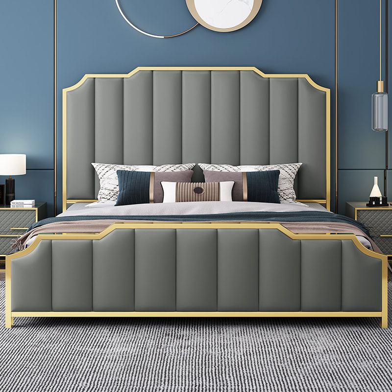 best quality modern home furniture contemporary design uphostered headboard leather bed manufacturer &exporter in China-interi furniture