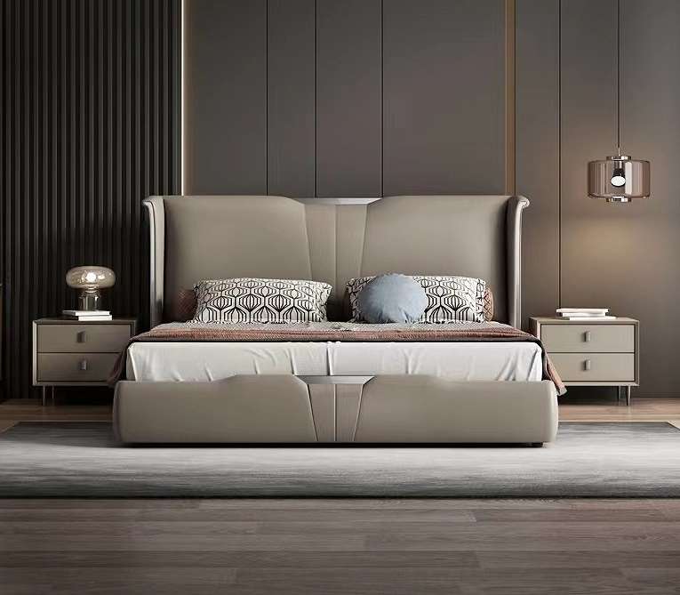 best quality modern home furniture contemporary design uphostered leather bed manufacturer &exporter in China-interi furniture