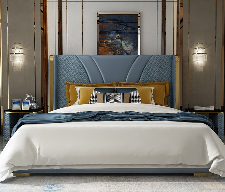 best quality modern home furniture contemporary design uphostered headboard leather bed company&supplier in China-interi furniture