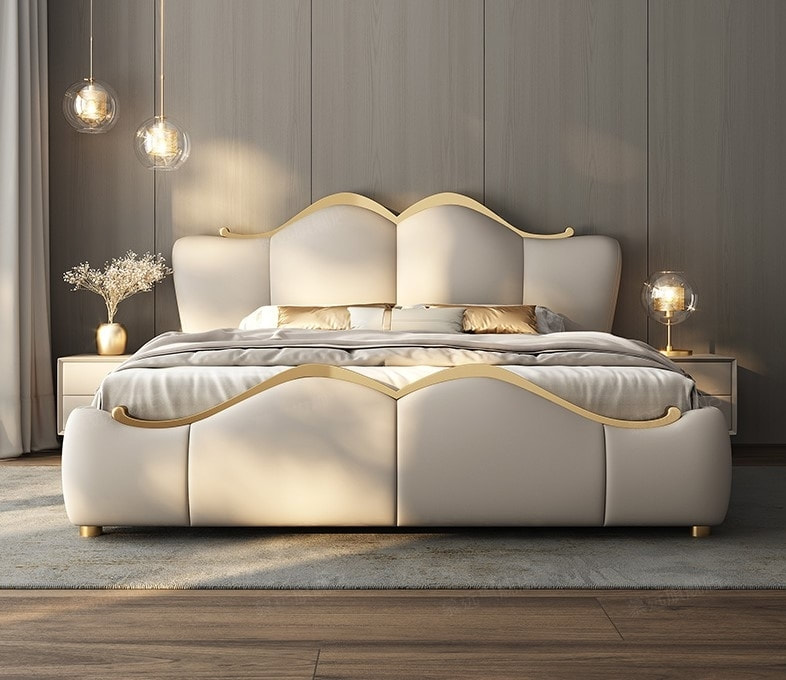 high quality modern home furniture contemporary design uphostered headboard leather bed factory & maker in China-interi furniture